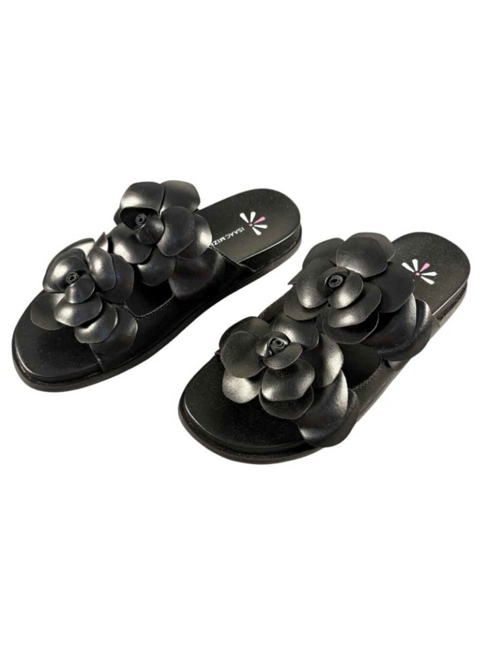 Isaac Mizrahi Live Black Floral Slide Sandals Women’s Size 7.5 New No Box - Picture 5 of 7